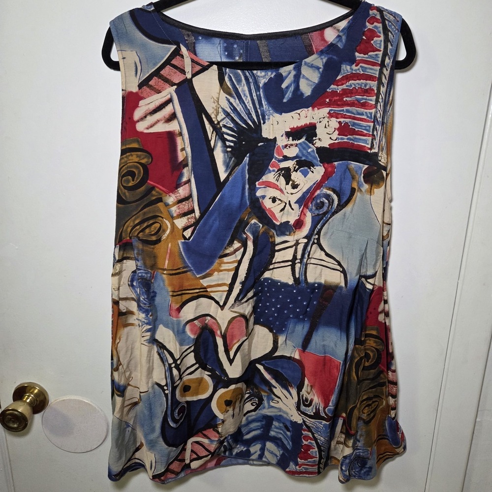 3Potato Abstract Art‎ Tunic Top Boho Artsy Graphic Avant Garde M/L Lagenlook